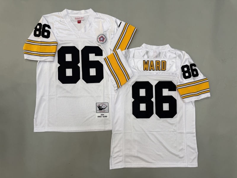 Men 2025 Pittsburgh Steelers #86 Ward white Throwback Limited NFL Jersey style 001